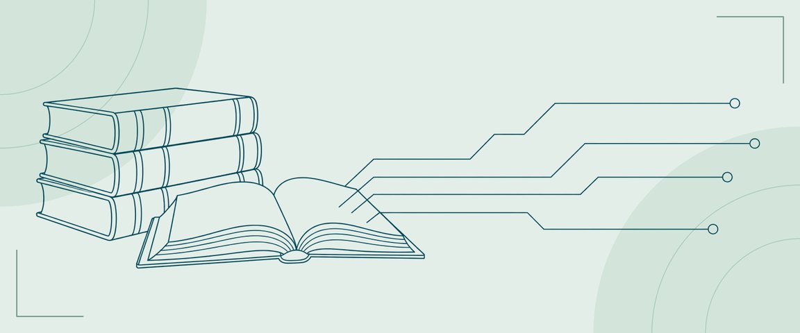 Line illustration of a stack of bound statute volumes and an open volume, with thin lines leading from its pages to small nodes.